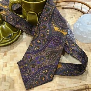 Mandala purple gold tie. T HARRIS LONDON
